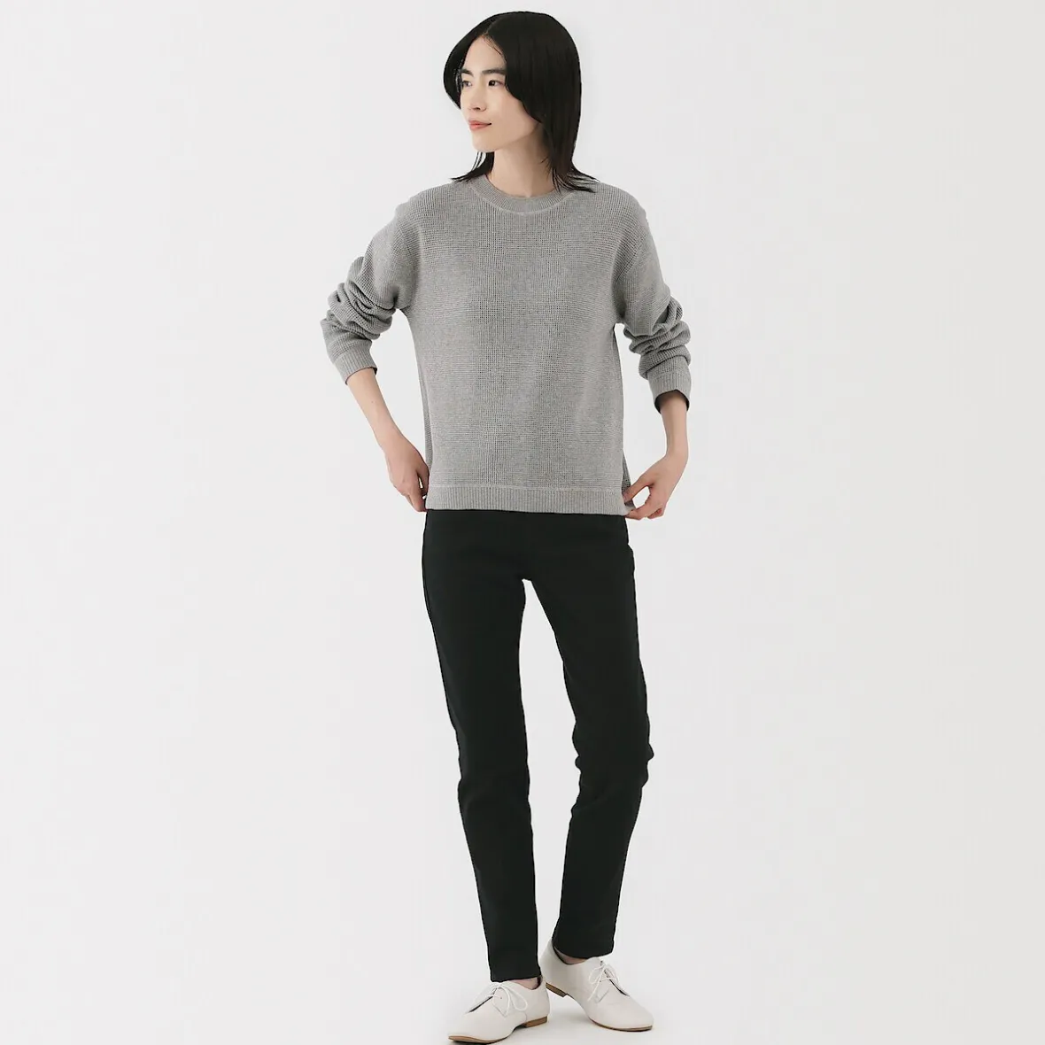 New Muji Vaqueros ajustados y elásticos para mujer ‐ Negro