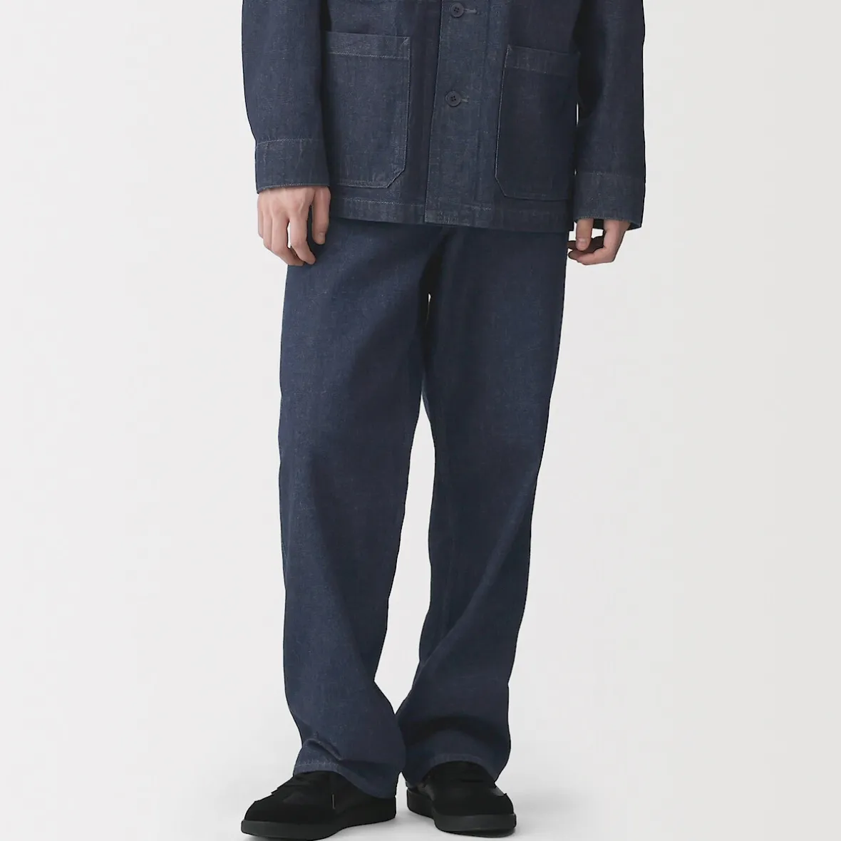 Discount Muji Vaqueros anchos de mezcla de kapok para hombre