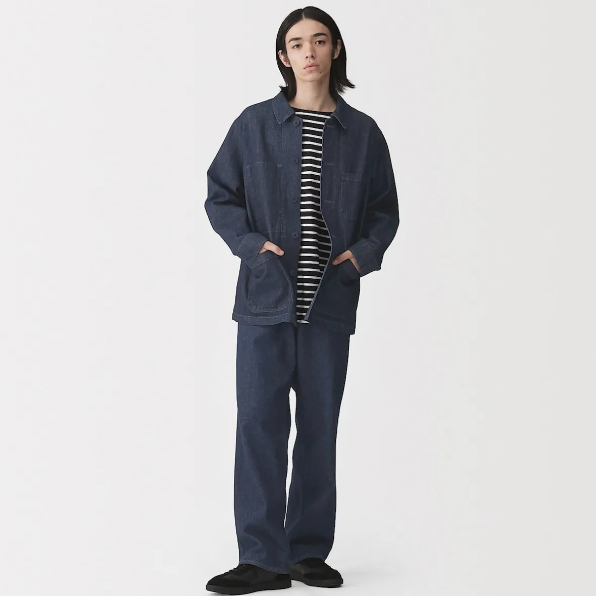 Discount Muji Vaqueros anchos de mezcla de kapok para hombre