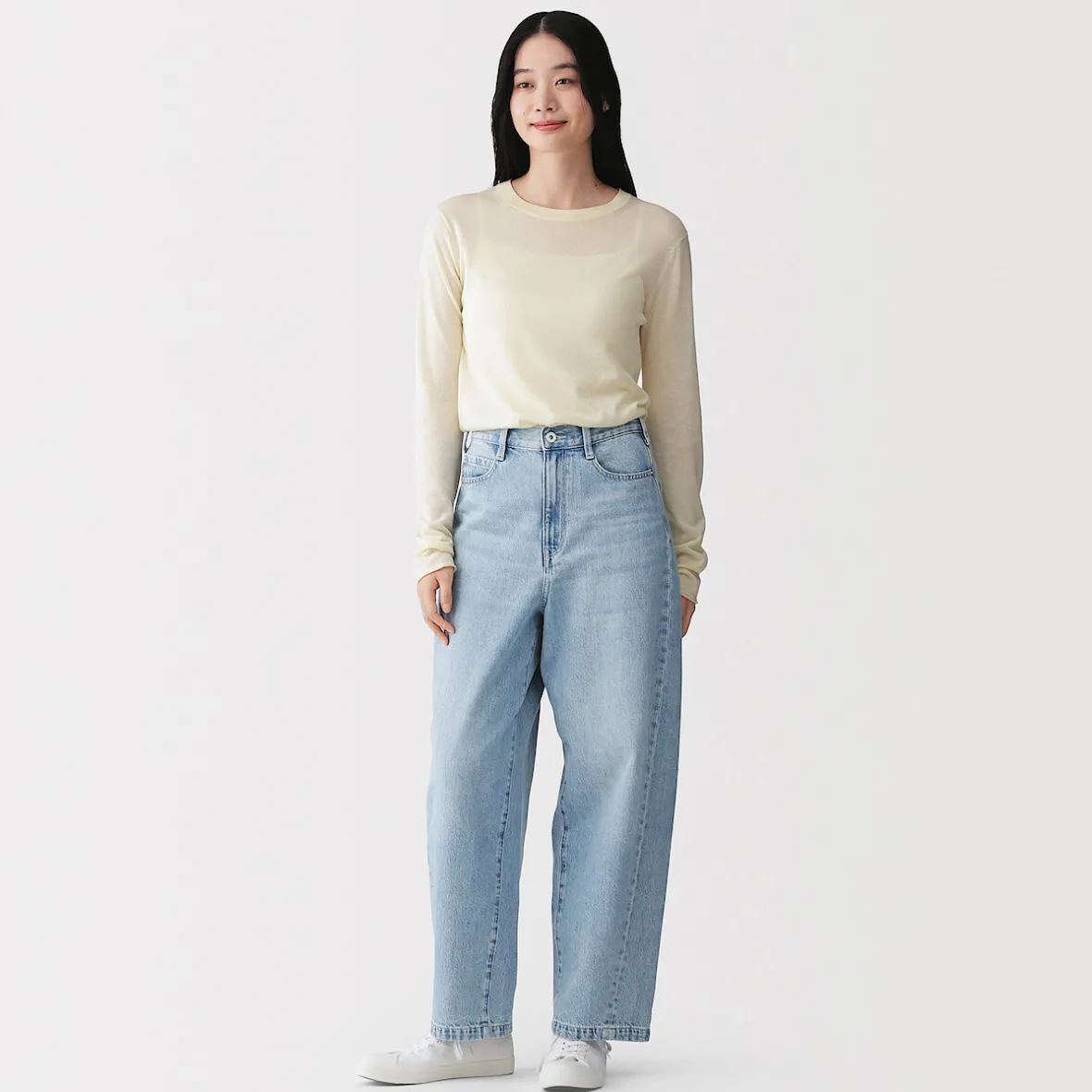 Sale Muji Vaqueros tipo cocoon de mezcla de kapok para mujer