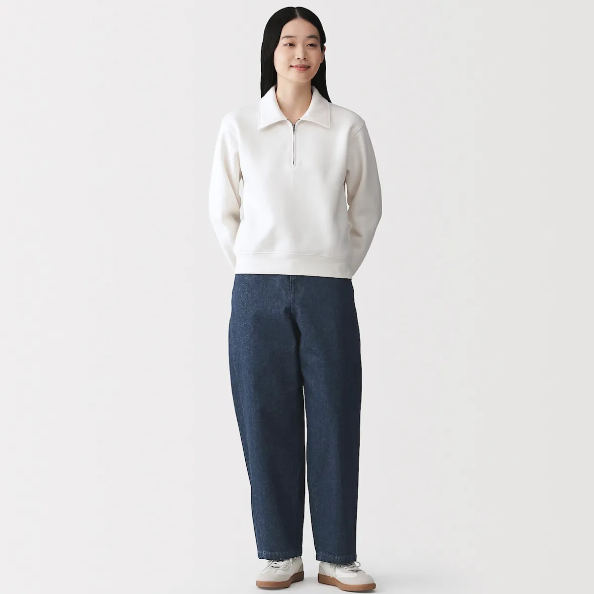 Sale Muji Vaqueros tipo cocoon de mezcla de kapok para mujer