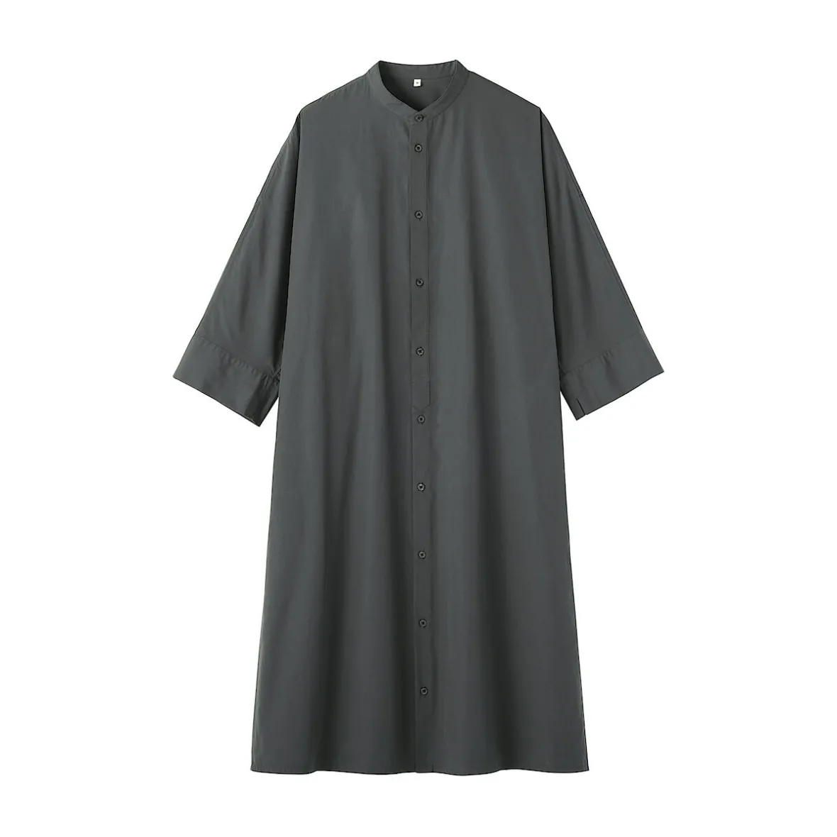 Hot Muji Vestido camisero con cuello mao de popelín de algodón orgánico para mujer