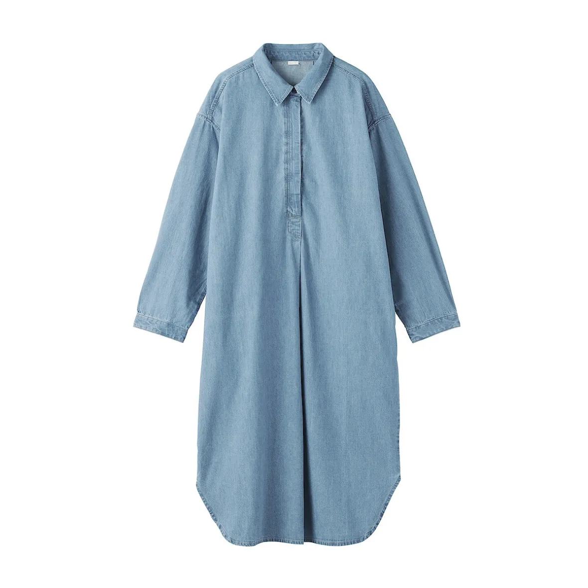 Hot Muji Vestido camisero ligero de tejido vaquero y mezcla de kapok para mujer