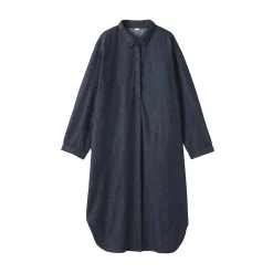 Hot Muji Vestido camisero ligero de tejido vaquero y mezcla de kapok para mujer