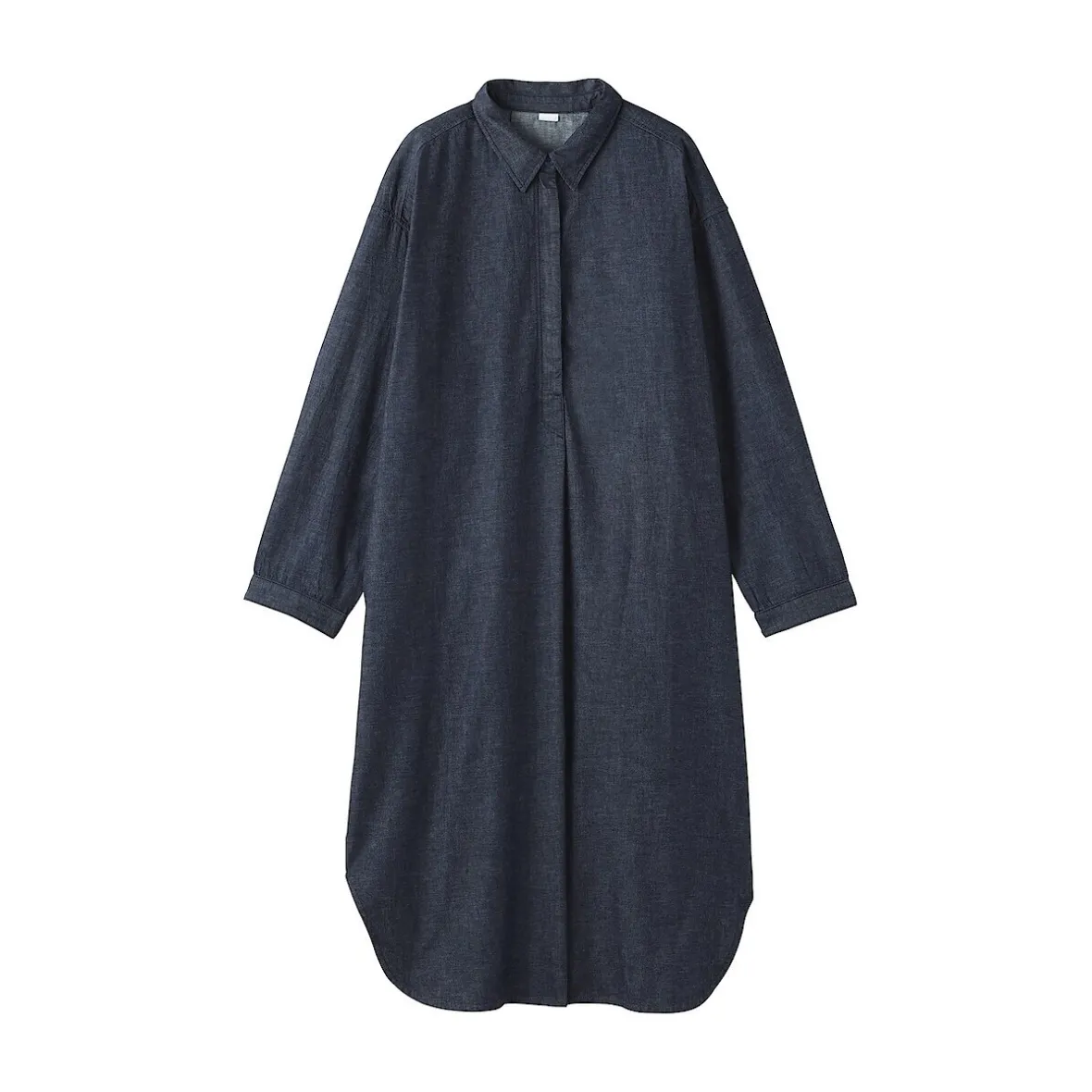Hot Muji Vestido camisero ligero de tejido vaquero y mezcla de kapok para mujer