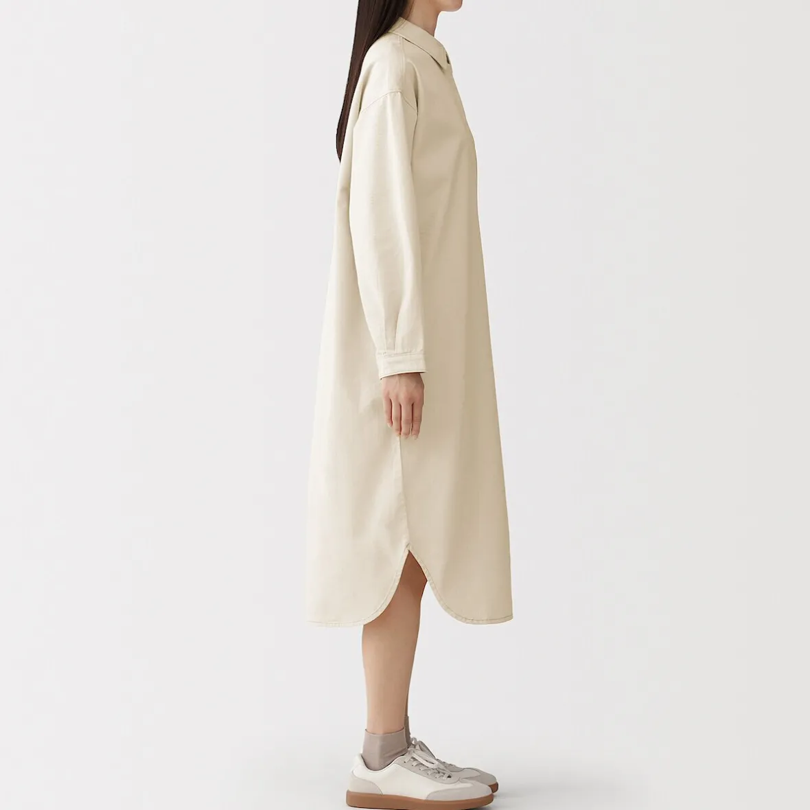 Outlet Muji Vestido camisero ligero de sagra y mezcla de kapok para mujer Blanco Natural