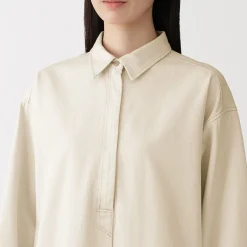 Outlet Muji Vestido camisero ligero de sagra y mezcla de kapok para mujer Blanco Natural