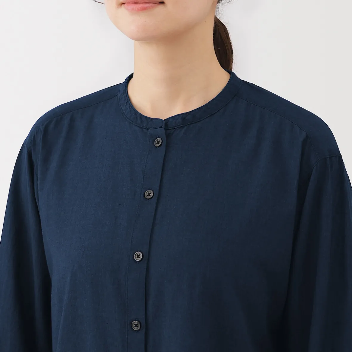 Sale Muji Vestido camisero midi de gasa de algodón para mujer