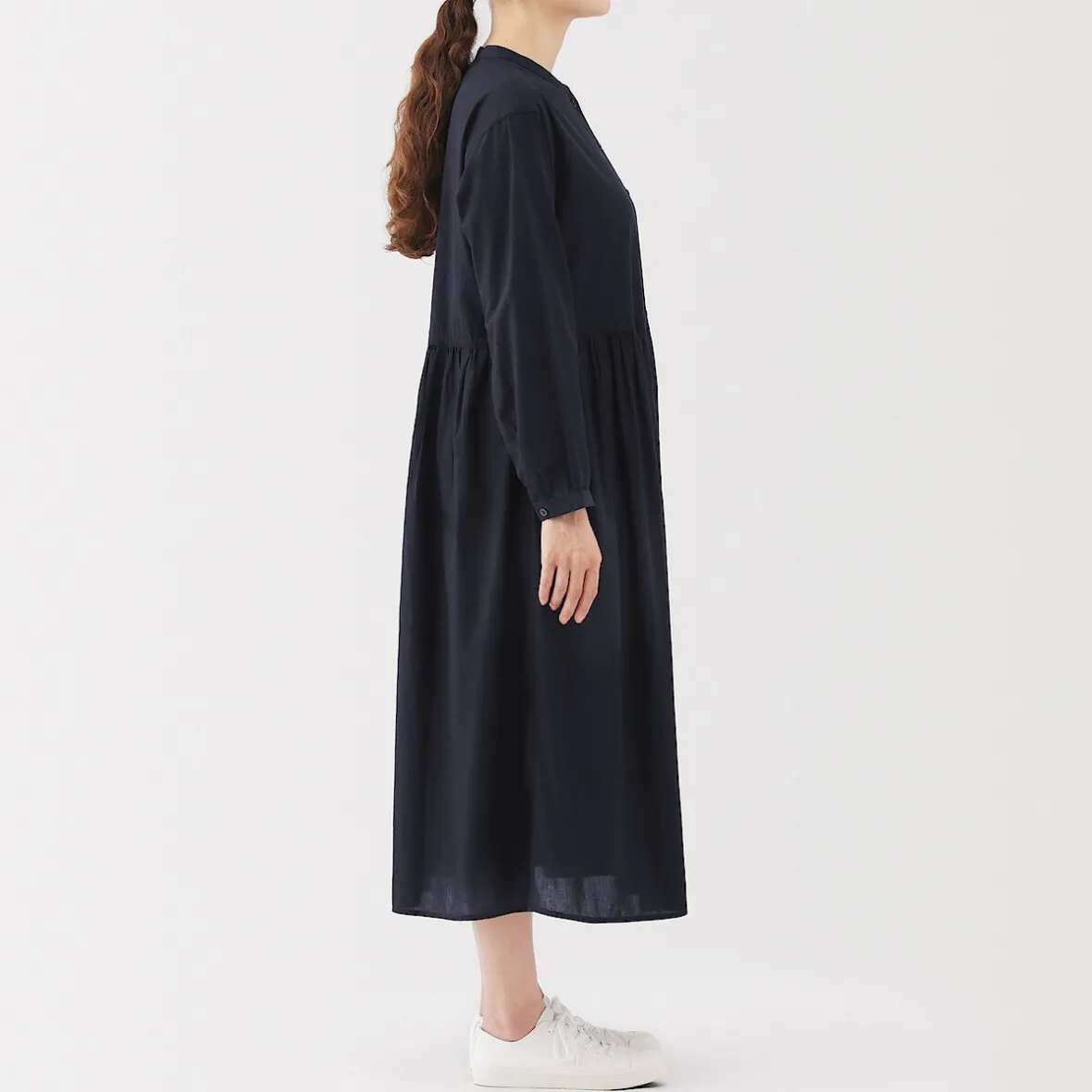 Sale Muji Vestido camisero midi de gasa de algodón para mujer