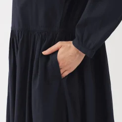 Sale Muji Vestido camisero midi de gasa de algodón para mujer