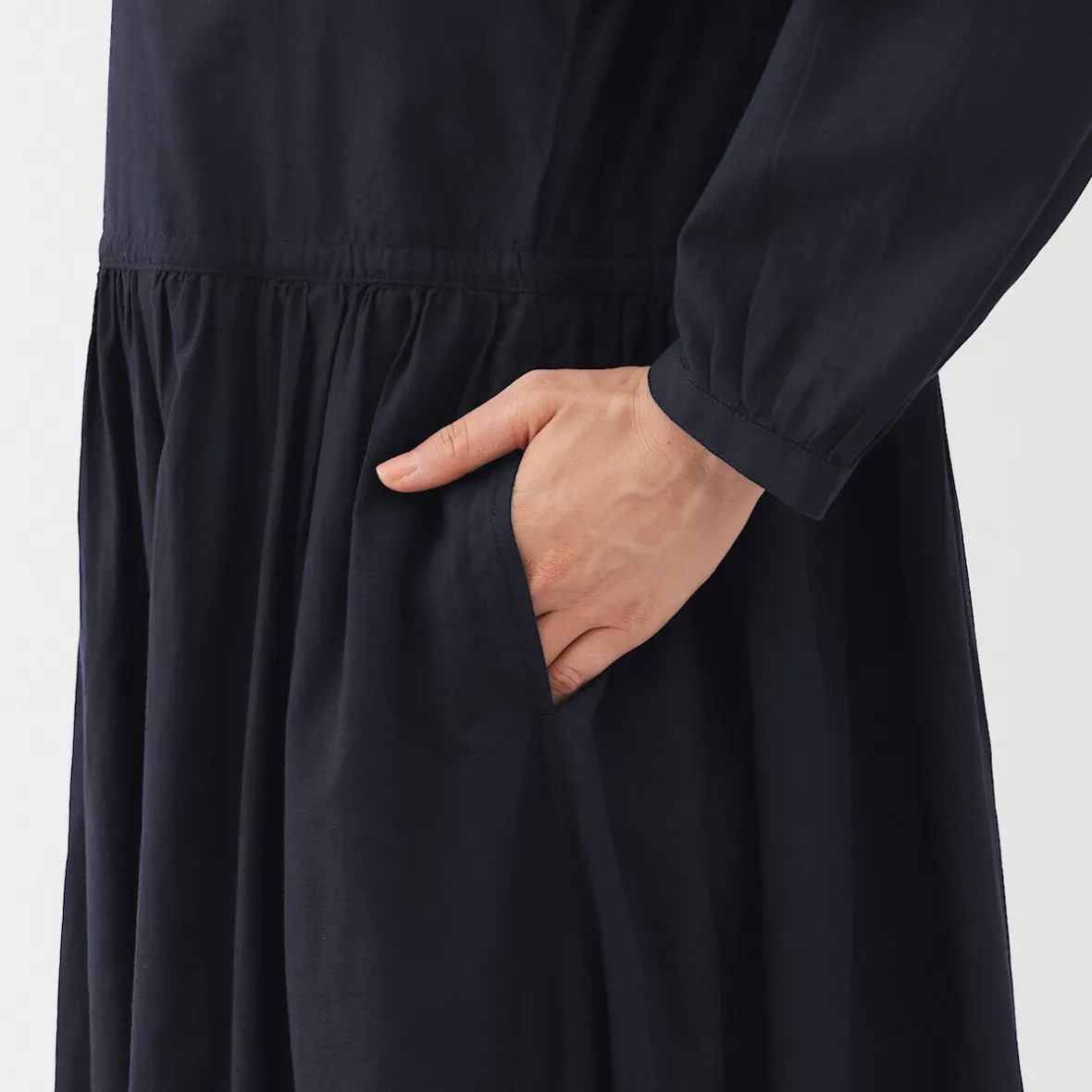 Sale Muji Vestido camisero midi de gasa de algodón para mujer