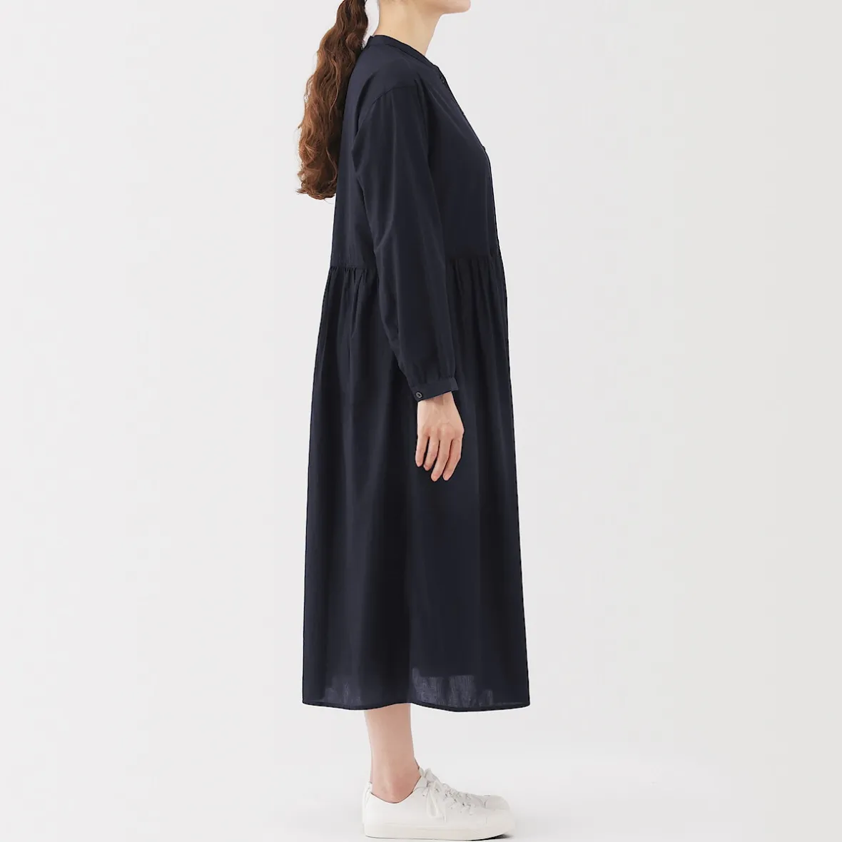 Sale Muji Vestido camisero midi de gasa de algodón para mujer