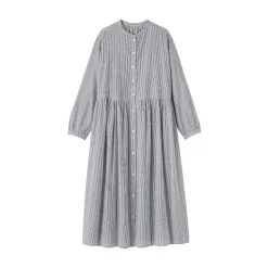 Sale Muji Vestido camisero midi de gasa de algodón para mujer