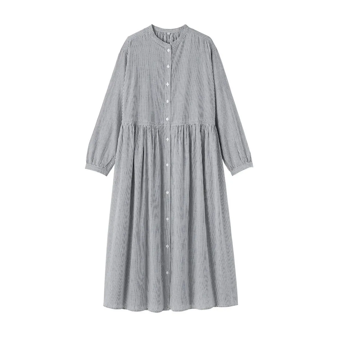 Sale Muji Vestido camisero midi de gasa de algodón para mujer