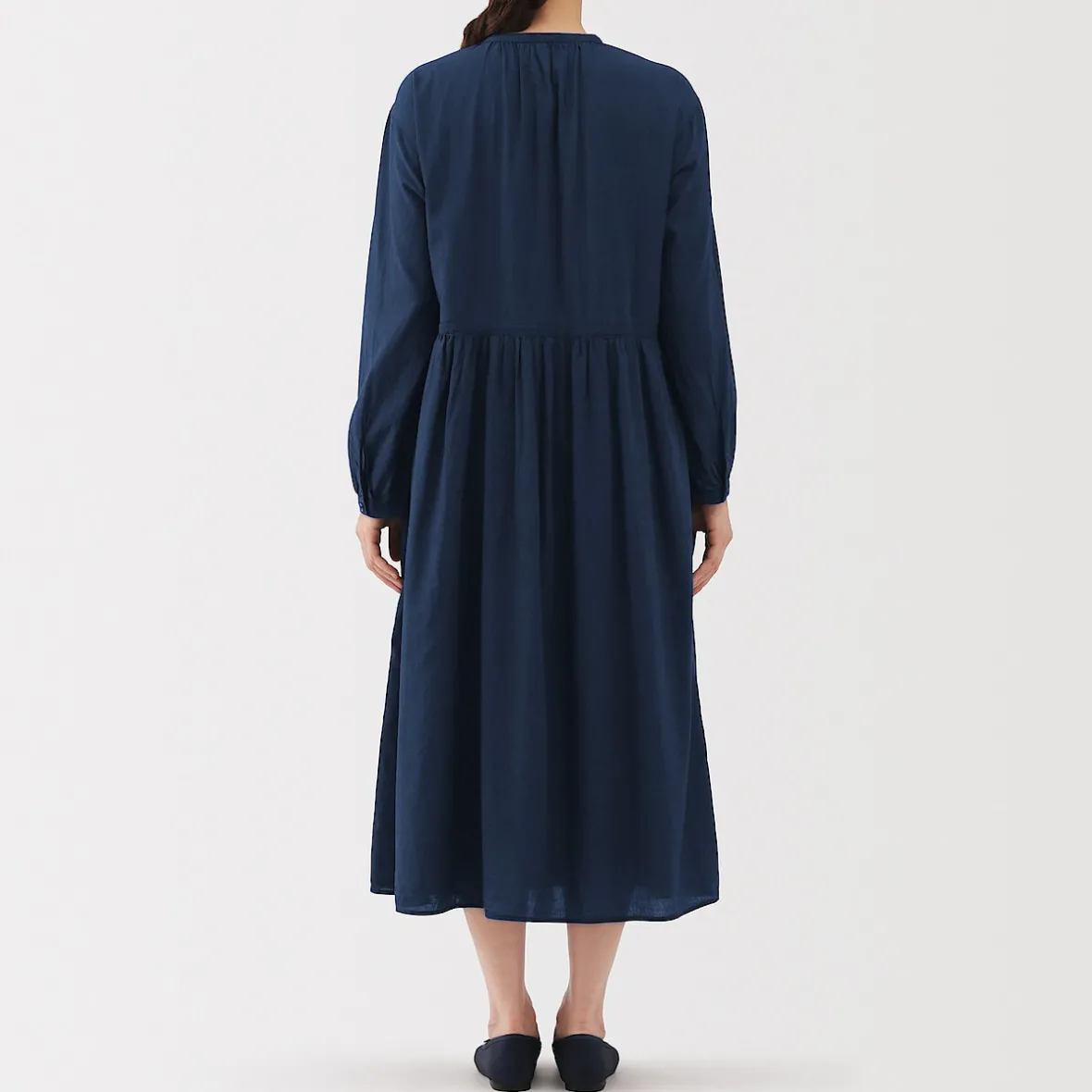 Sale Muji Vestido camisero midi de gasa de algodón para mujer