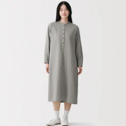 New Muji Vestido de gasa doble y mezcla de kapok para mujer
