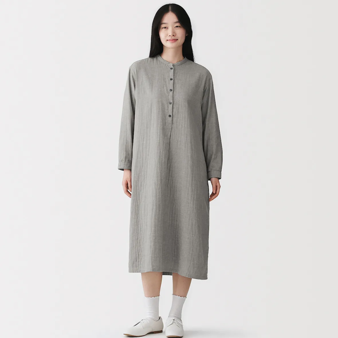 New Muji Vestido de gasa doble y mezcla de kapok para mujer