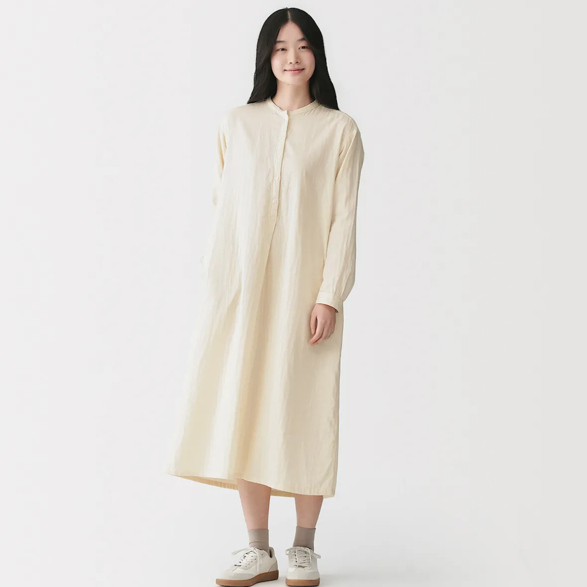 New Muji Vestido de gasa doble y mezcla de kapok para mujer