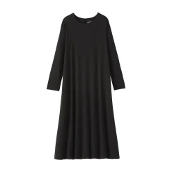 Muji Vestido de manga larga en forma de A confeccionado en lyocell para mujer