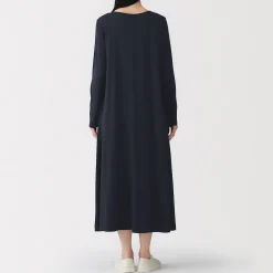 Muji Vestido de manga larga en forma de A confeccionado en lyocell para mujer