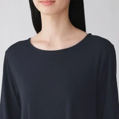 Muji Vestido de manga larga en forma de A confeccionado en lyocell para mujer