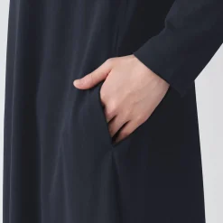 Muji Vestido de manga larga en forma de A confeccionado en lyocell para mujer