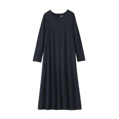 Muji Vestido de manga larga en forma de A confeccionado en lyocell para mujer
