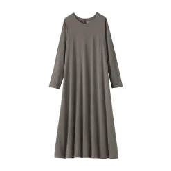 Muji Vestido de manga larga en forma de A confeccionado en lyocell para mujer