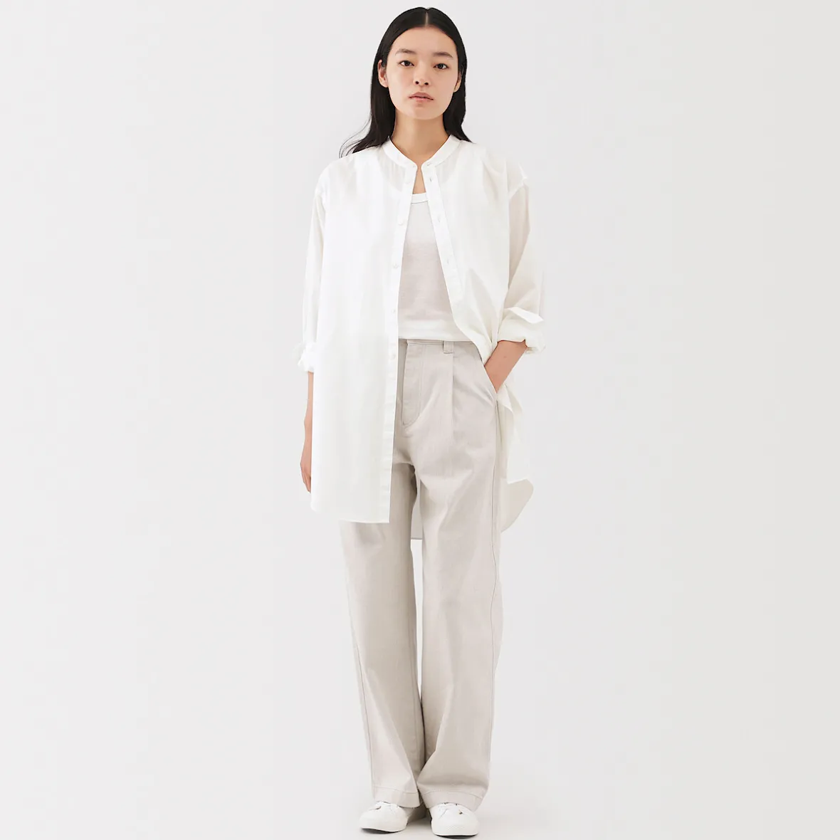 Sale Muji Vestido de popelina de algodón para mujer