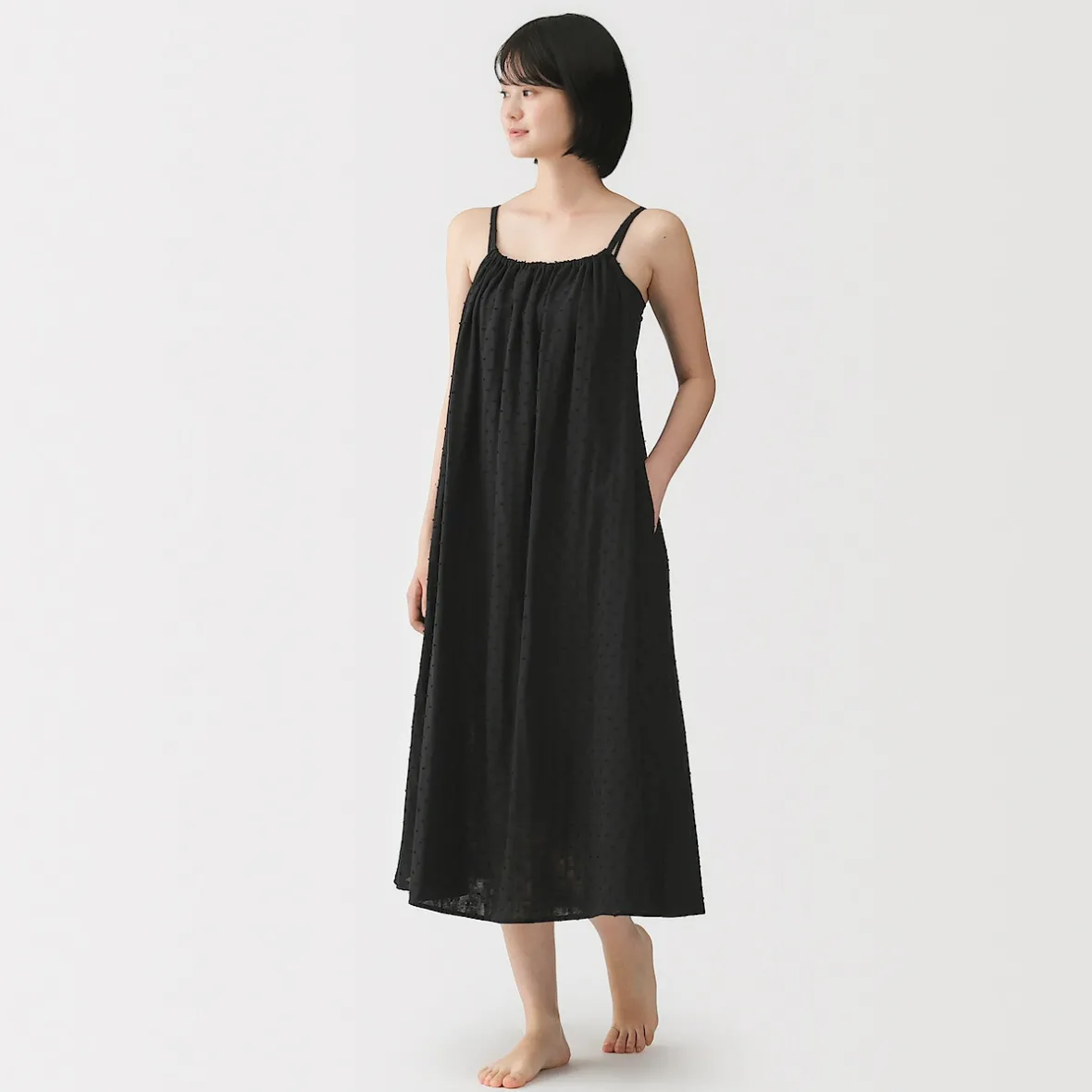 Hot Muji Vestido top de doble gasa con puntos dobby para mujer
